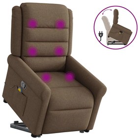 vidaXL Poltrona reclinável massagens tecido castanho