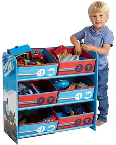 Móvel de armazenamento infantil, madeira, Thomas 60 cm x 63,5 cm x 30 cm AZUL VERMELHO