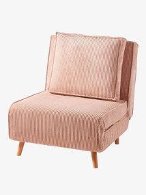 Agora -15%: Sofá-cama, 1 lugar, em bombazina rosa-nude