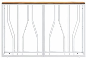 Mesa consola aço inoxidável/madeira de acácia maciça prateado