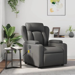 Poltrona de massagens reclinável couro artificial cinzento