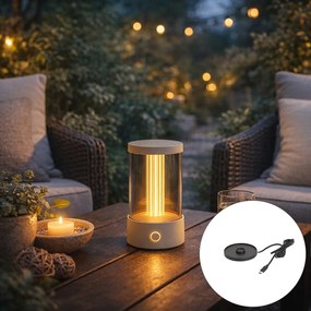 Candeeiro de Mesa Exterior Bege Recarregável Incl. Estação de Carregamento IP65 - Grill