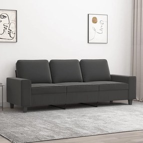 vidaXL Sofá de 3 lugares 180 cm tecido de microfibra cinzento-escuro