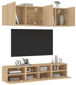 vidaXL 5 pcs móveis de parede p/ TV derivados madeira carvalho sonoma