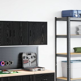 Armário de parede da garagem preto madeira engenheirada