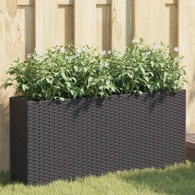 vidaXL Floreira de jardim com 2 vasos 2pcs 90x20x40 cm vime PE preto