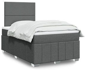 Cama boxspring com colchão 120x190 cm tecido cinzento-escuro