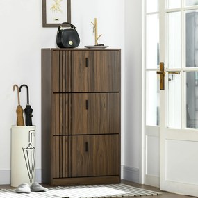 Sapateira com 3 portas, capacidade para 18 pares, ideal para a entrada, corredor ou sala de estar, 63 x 24 x 117 cm, cor nogueira escura