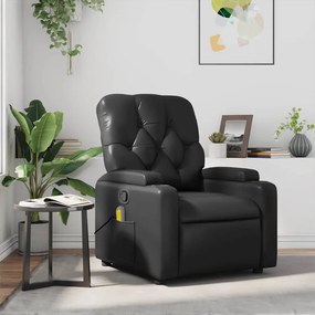 Poltrona de massagens reclinável couro artificial preto