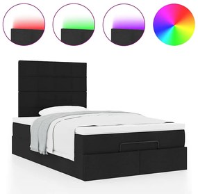 Estrutura de cama otomana com colchão preto 120x190 cm tecido
