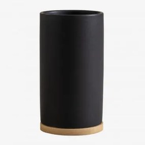 Porta-escovas Em Cerâmica E Bambu Elvan Preto - Sklum