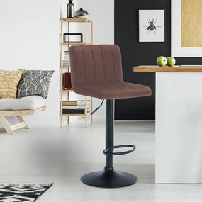 Conjunto de 2 bancos de bar Jamie com revestimento em veludo 87-107 x 41 x 49 cm Castanho