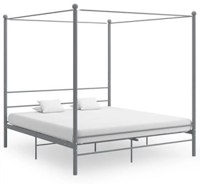 vidaXL Estrutura de cama com dossel 180x200 cm metal cinzento