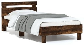 vidaXL Estrutura de cama c/ cabeceira deriv. madeira carvalho fumado