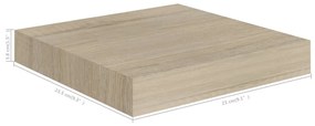 Prateleiras de parede suspensas 2 pcs 23x23,5x3,8cm MDF carvalho