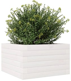 Vaso/floreira de jardim 40x40x23 cm madeira pinho maciça branco
