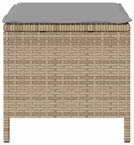 Conjunto de Jantar Jardim 3 Peças com Almofadas Bege em Rattan Sintéti