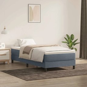 Cama com molas/colchão cinza-escuro 80x210 cm veludo