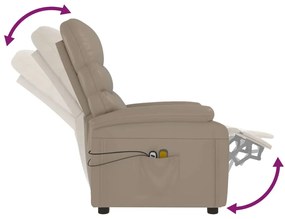 Poltrona massagens reclinável elétrica couro artif. cappuccino