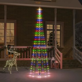 vidaXL Árvore de Natal mastro de bandeira 310 LEDs 300 cm colorido