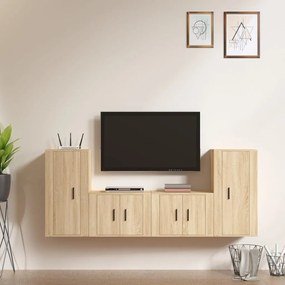vidaXL Conjunto móveis de TV 4 pcs madeira processada carvalho sonoma