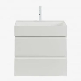 Conjunto De Móvel De Casa De Banho Em Madeira E Chapa De Freixo Com Lavatório Integrado Ona Branco & Sem Espelho & Branco - Sklum