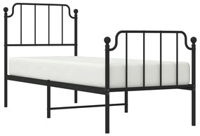 Estrutura de cama com cabeceira e pés 80x200 cm metal preto