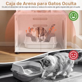 Móvel para Gatos com Armário para Caixa de Areia (NÃO INCLUIDA), 60 x 45 x 141 cm, Estante em Forma de S, Branco