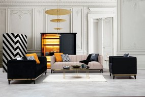 Sofá de 3 Lugares Bellino – Preto e Dourado – 222x89x75 cm