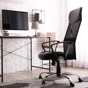 Cadeira de escritório Deluxe com encosto ergonómico 60 x 113-122 cm Preto