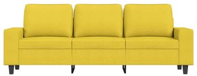 Sofá de 3 lugares 180 cm tecido amarelo-claro