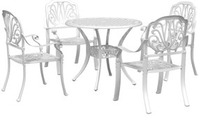 vidaXL 5 pcs conjunto de jantar para jardim alumínio fundido branco