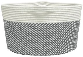 Cesto de arrumação Ø45x25 cm algodão cinzento e branco