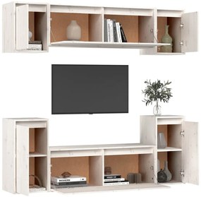 Móveis de TV 6 pcs madeira de pinho maciça branco