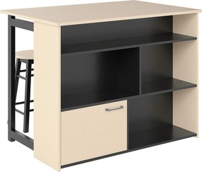 HOMCOM Conjunto de bar 3 peças, mesa de bar com tampo dobrável, 2 bancos, 6 compartimentos de arrumação, preto+carvalho, 116 x 70 x 89,5 cm | Aosom Portugal