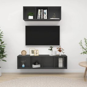 vidaXL 2 pcs conjunto de móveis de TV derivados de madeira cinzento