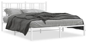 vidaXL Estrutura de cama com cabeceira 160x200 cm metal branco