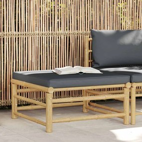 vidaXL Apoio de pés para jardim com almofadão cinzento-escuro bambu