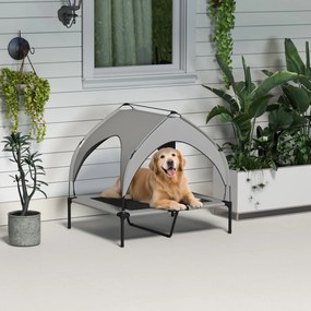 Cama para Cão e Gato, 91 x 76 x 85 cm, com Cobertura Anti-UV, Cinzenta