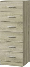 HOMCOM Cómoda 6 Gavetas, Móvel de Arrumação, Estilo Moderno, para Quarto, Entrada, Corredor, 40x40x110cm, Carvalho | Aosom Portugal