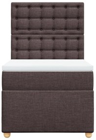 Cama com molas/colchão 90x190 cm tecido castanho-escuro