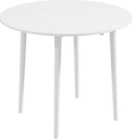 HOMCOM Mesa de Jantar Dobrável com 2 Abatentes Redonda Extensível Ø89xa73,5 cm para 4 Pessoas Branco | Aosom Portugal