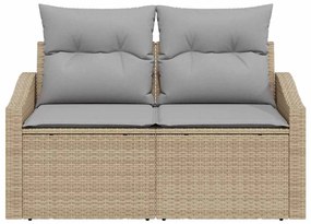 Sofá de Jardim 2 Lugares com Almofadas Bege em Rattan