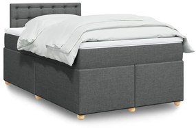 Cama boxspring com colchão 120x190 cm tecido cinzento-escuro