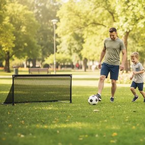 Baliza de futebol infantil 100 x 50 x 47 cm portátil com estrutura metálica dobrável, estacas para fixação no solo, montagem simples, para maiores de