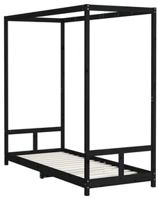 Estrutura de cama infantil 80x200 cm pinho maciço preto