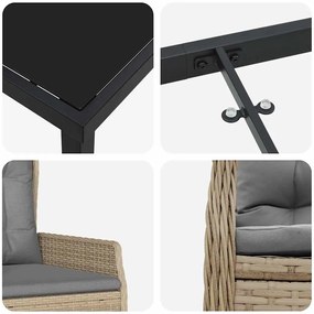 Conjunto de Jantar de Jardim 5 Peças Bege em Rattan Sintético