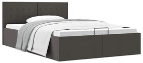 vidaXL Cama hidráulica c/ arrumação 120x200cm tecido cinza-escuro