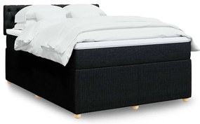 vidaXL Cama com molas/colchão 140x200 cm tecido preto