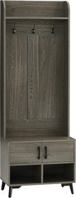 HOMCOM Móvel Cabide de Entrada com Sapateiro 3 Ganchos 2 Portas 2 Compartimentos e Prateleira de Armazenamento 60x34x170 cm Cinza | Aosom Portugal